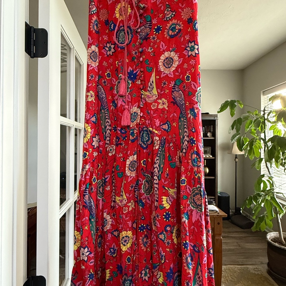Maxi Summer Skirt in red vibrant pattern!